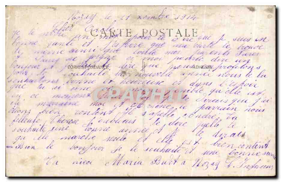 CARTE PHOTO Nozay 1914 — Rückseite