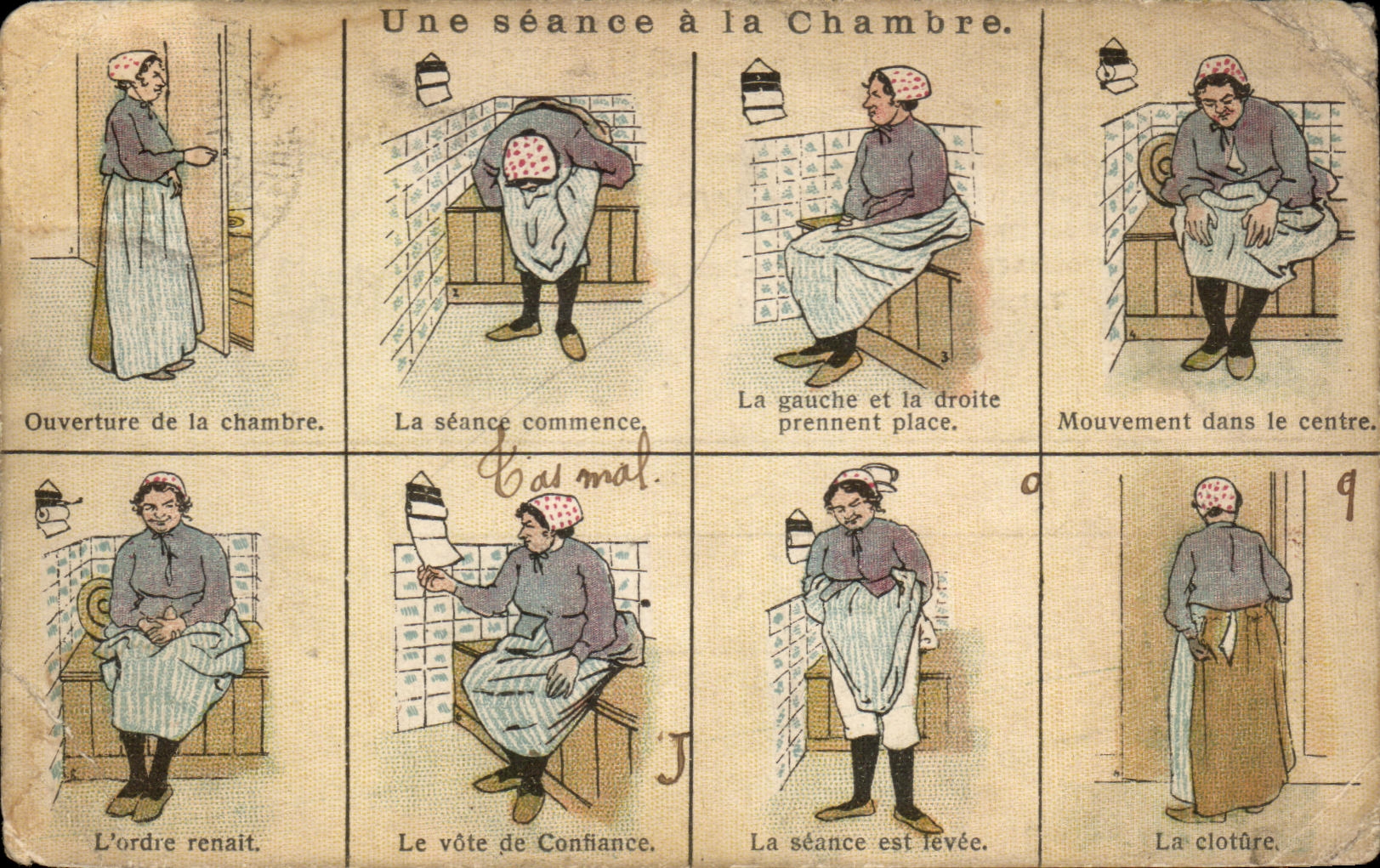 CPA Une Seance a la Chambre Toilettes Humour 