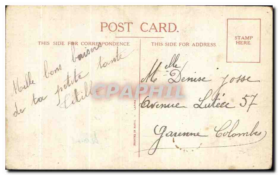 Petite fille et chèvre — porte-bonheur — Right, n° 2963 — Achterkant