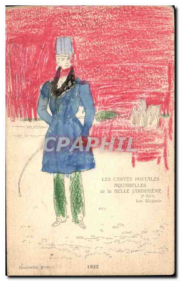CPA Les Cartes Postrales Aquarelles de la Belle Jardiniere Les elegants mode