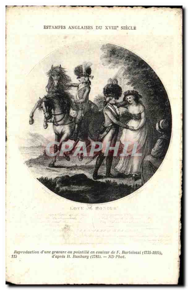 CPA Estampes Anglaises Du XVIII Siecle Reproduction d une gravure au pointille en couleur de Bartolozzi H Bunbury
