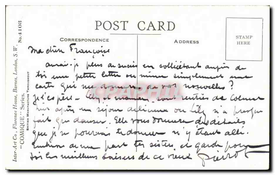 CPA If postage in this world were Free I wonder would you write — Rückseite