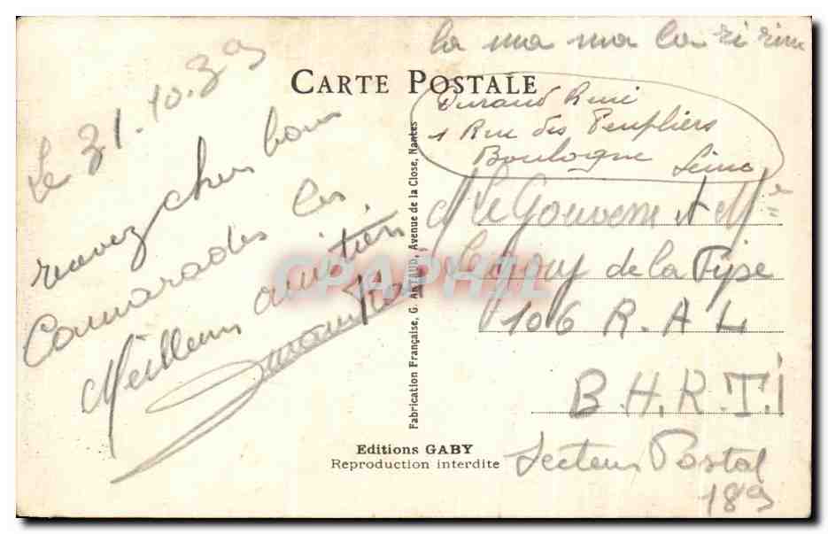 CPA Defense De Pecher Le Garde Champetre  — Rückseite
