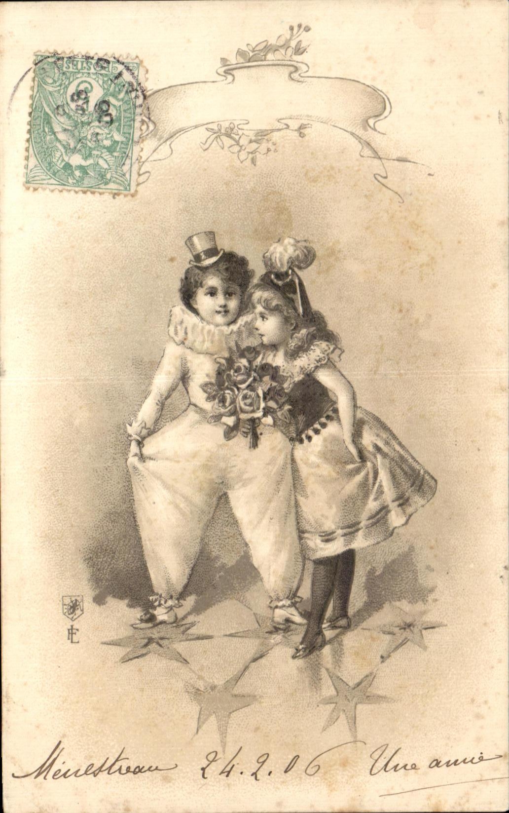 CPA Enfants Pierrot Costume