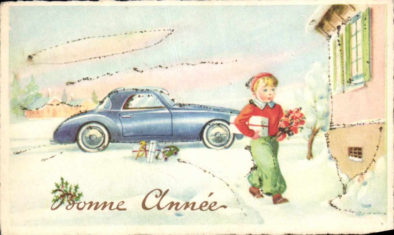 CPA Fantaisie Bonne annee Automobile