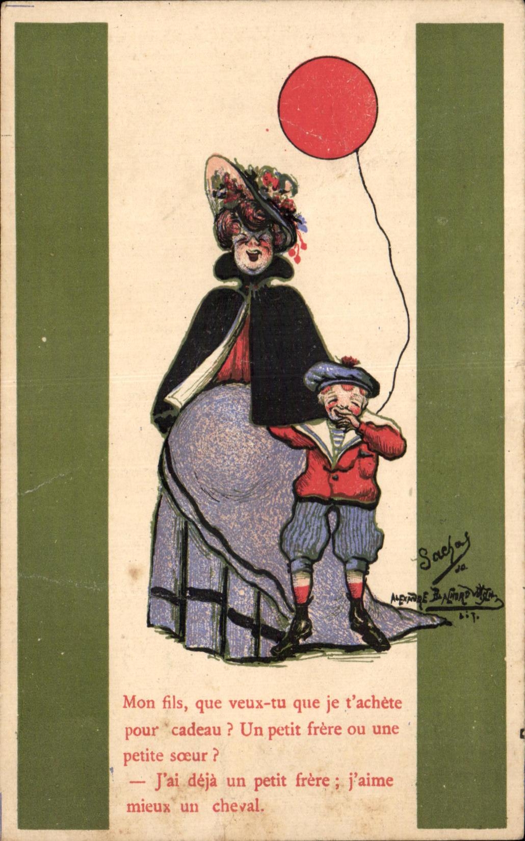 Mère et enfant — scène humoristique — Saejas, série 195