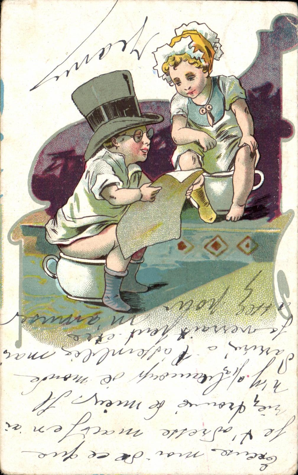 Enfants dans des pots à café — éditeur A.G.M. n° 104