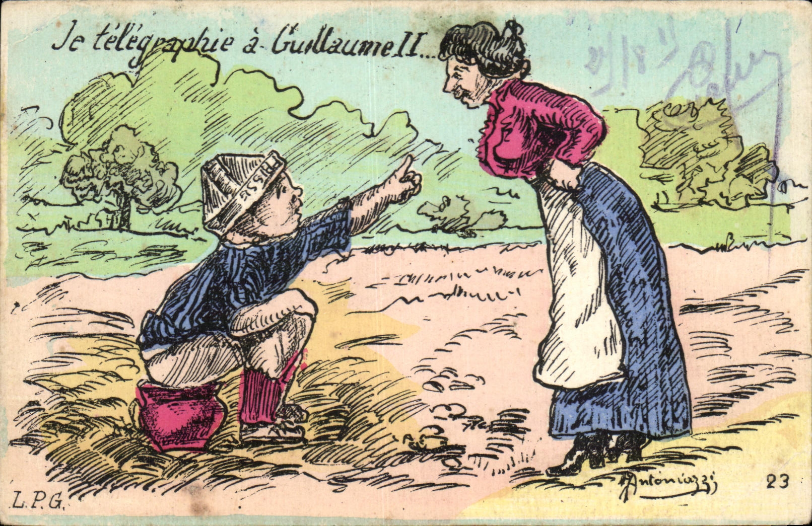 CPA Je telegraphie a Guillaume II Humour