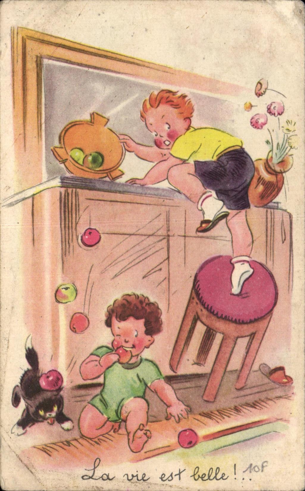 CPA La Vie est Belle Enfants Chat