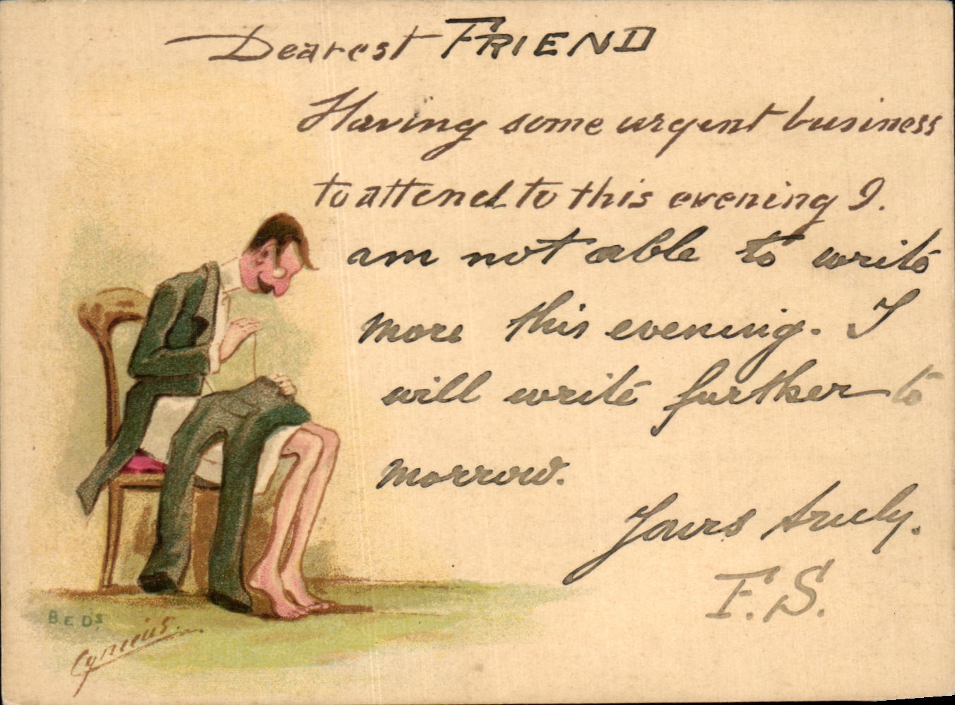 Homme assis — caricature — BEDS & Gonicus