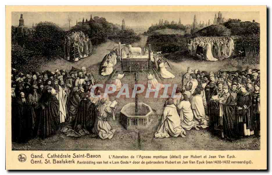 CPA Gand Cathedrale St Bavon L adoration de l agneau mystique Hubert et Jean Van Eyck 