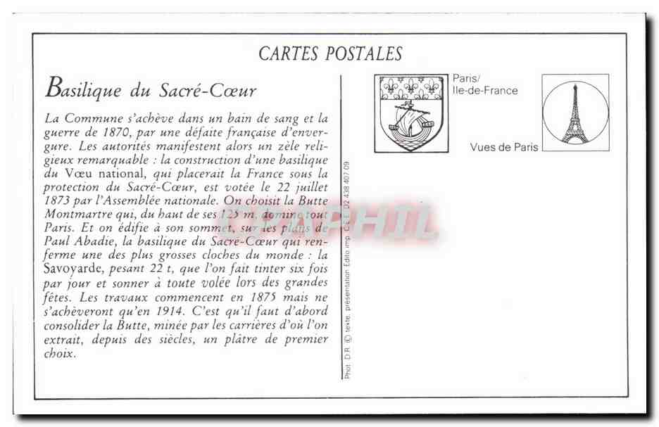 REPRO Paris Le Sacre Coeur Sacred Heart Basilica — Rückseite