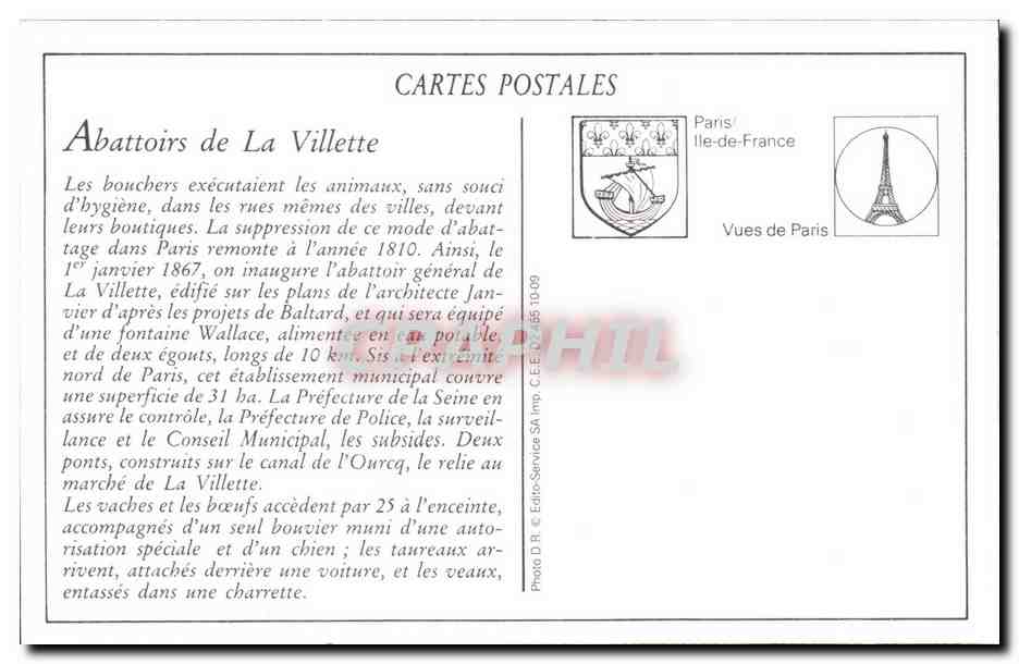 REPRO Abattoirs de la Villette Meneurs de Viande Metiers — Rückseite