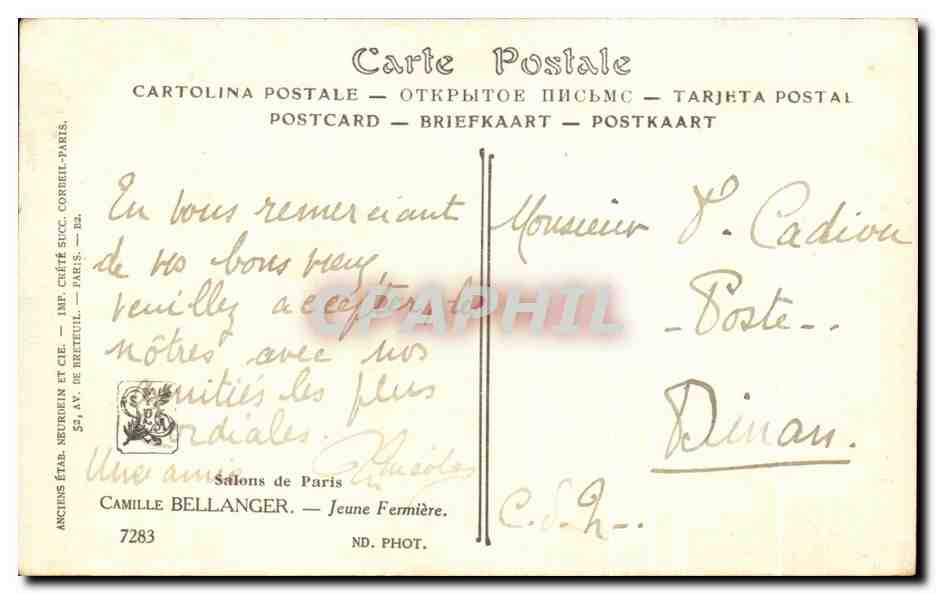 CPA Salon de Paris Camille Bellanger Jeune Fermiere — Rückseite