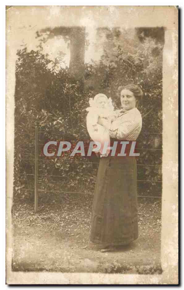 CARTE PHOTO Femme et bebe