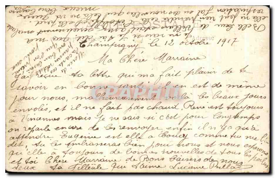 CARTE PHOTO Femme Couple Champigny — Rückseite