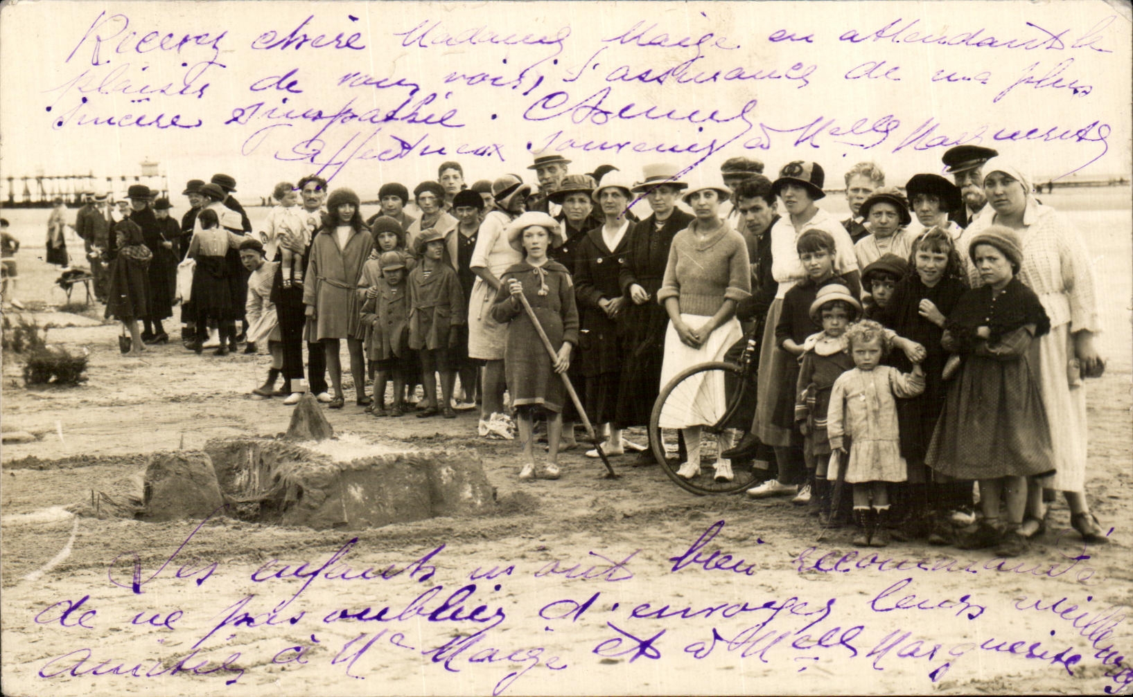 CARTE PHOTO Enfants a la plage 