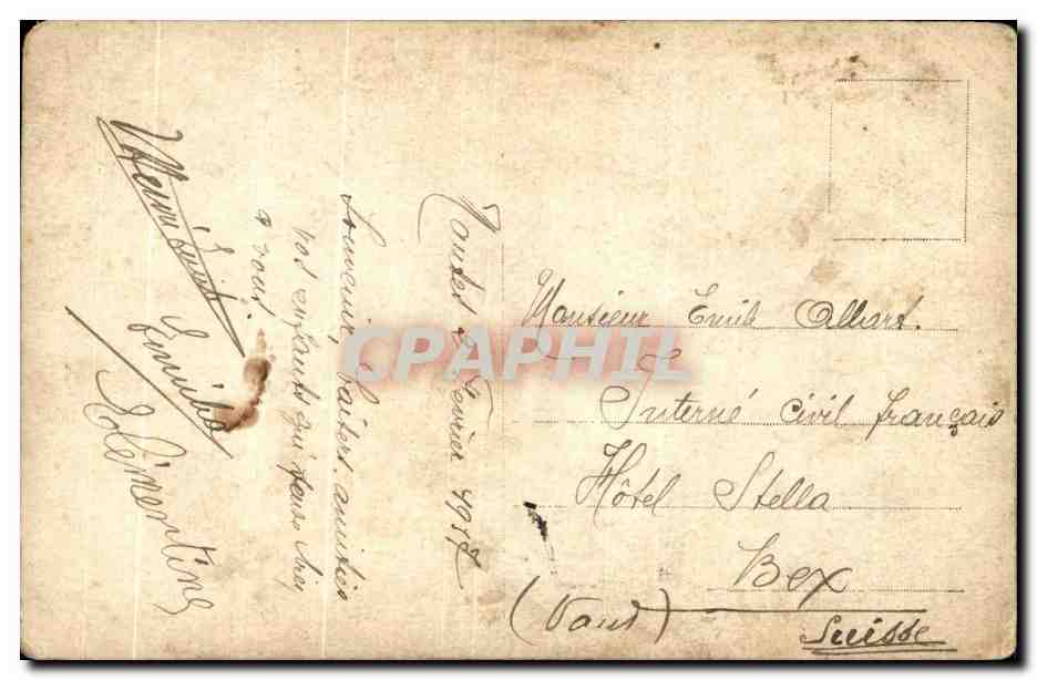 CARTE PHOTO Voie ferree sous la neige  — Verso