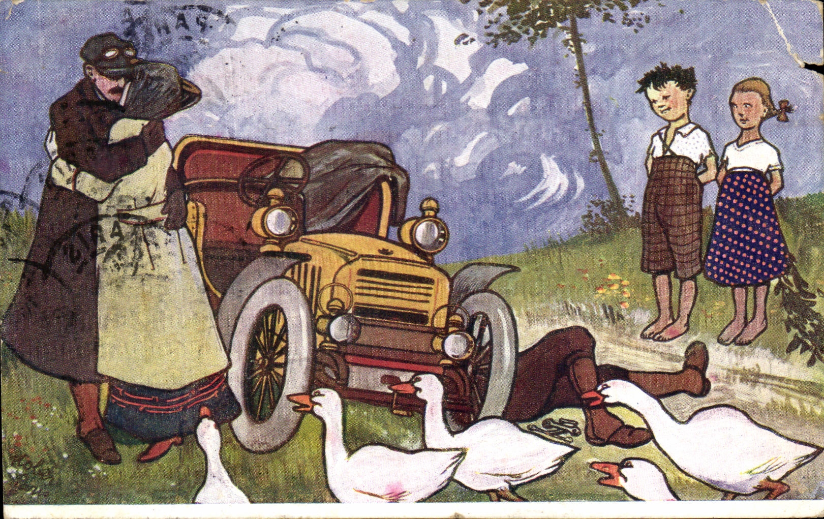 CPA Illustrateur Automobile 