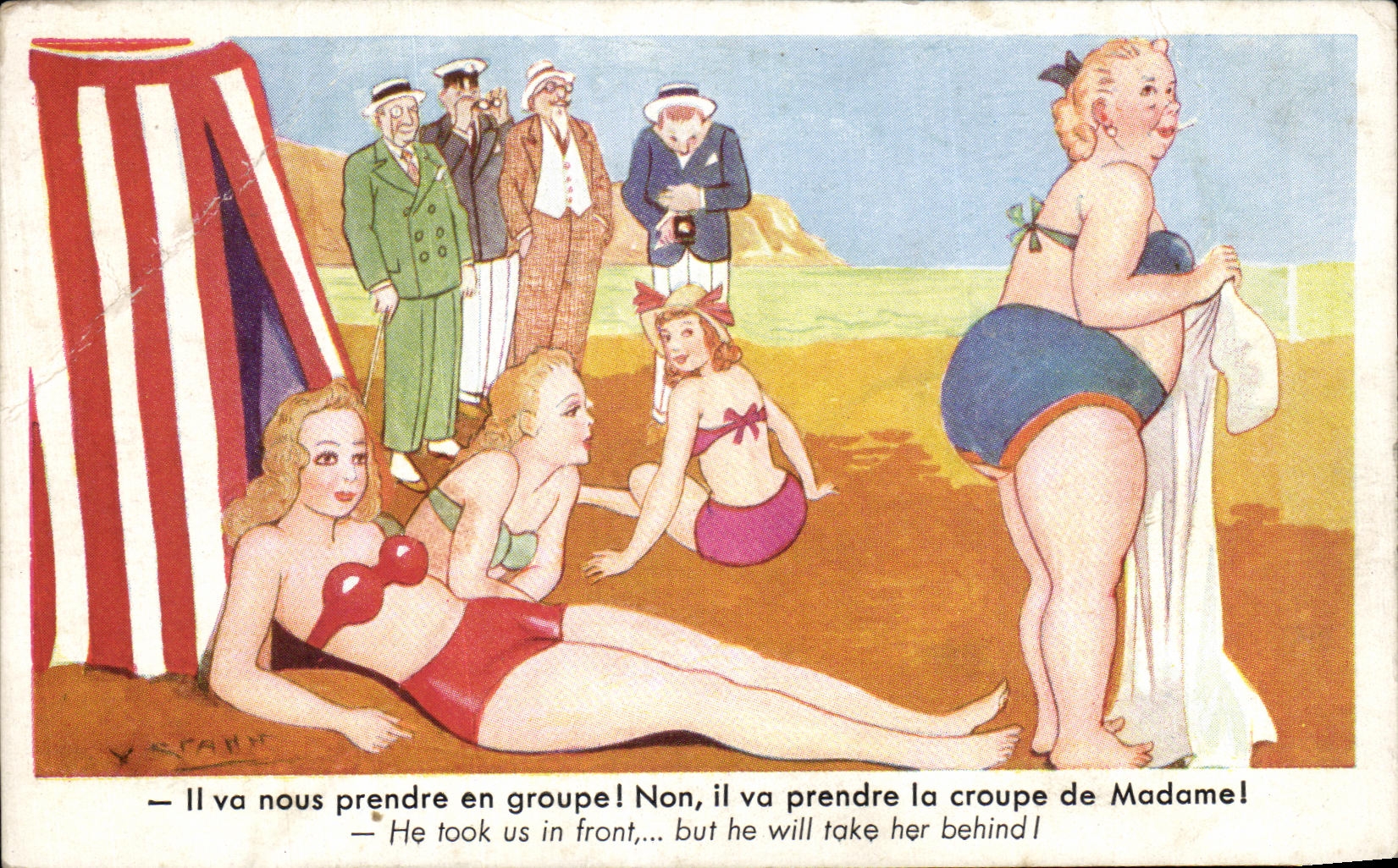 Scène de plage — caricature humoristique — Y. STANN