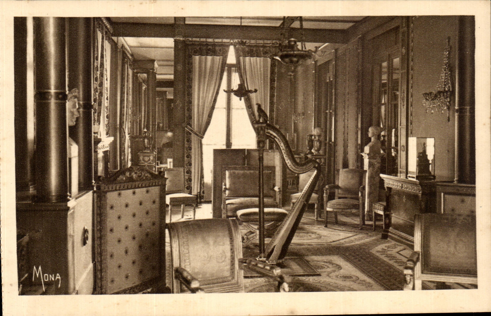 CPA Chateau De La Malmaison Salon de la Musique The music room Harpe