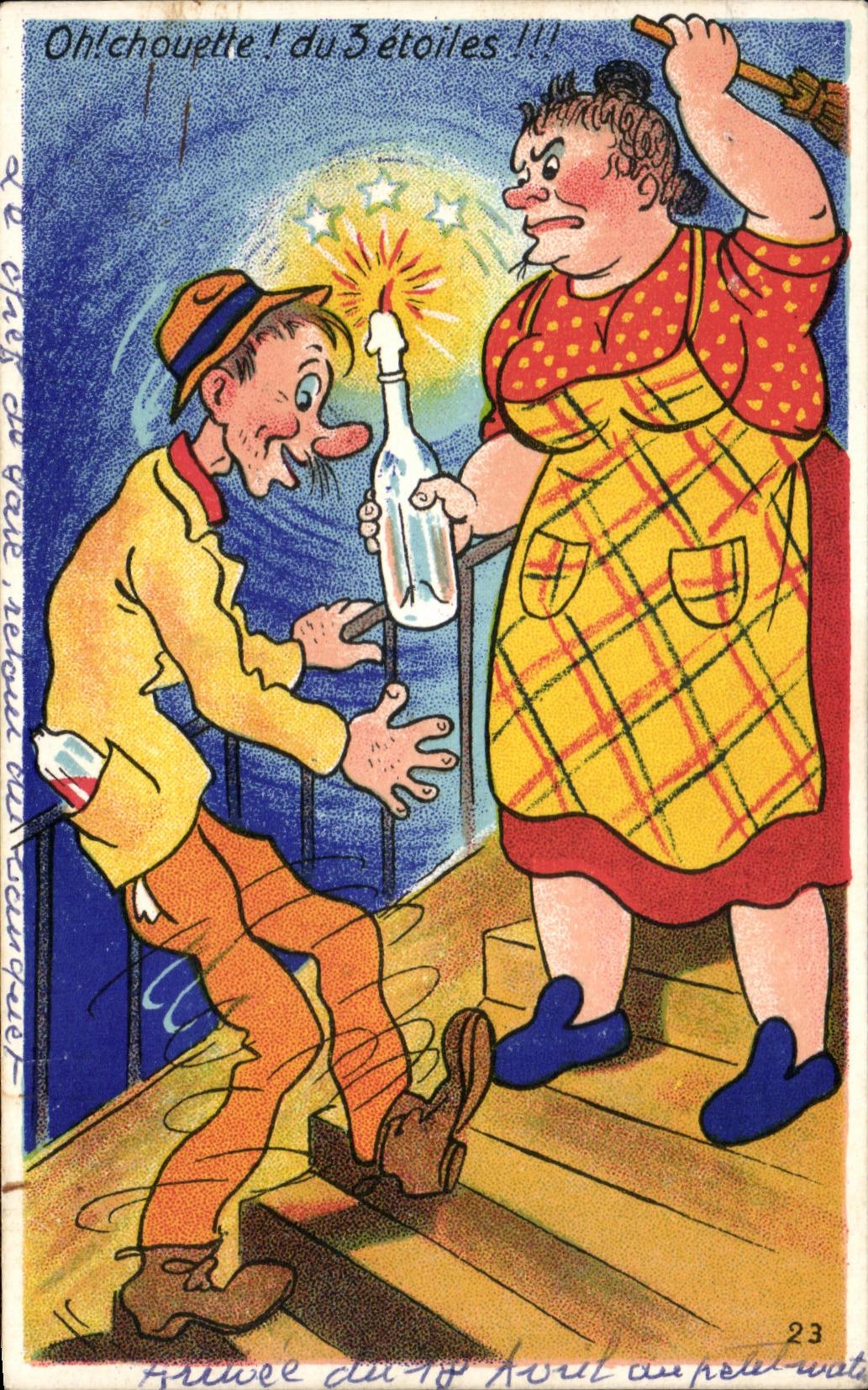 CPA Oh chouette du 3 etoiles Alcool ivrogne Humour 