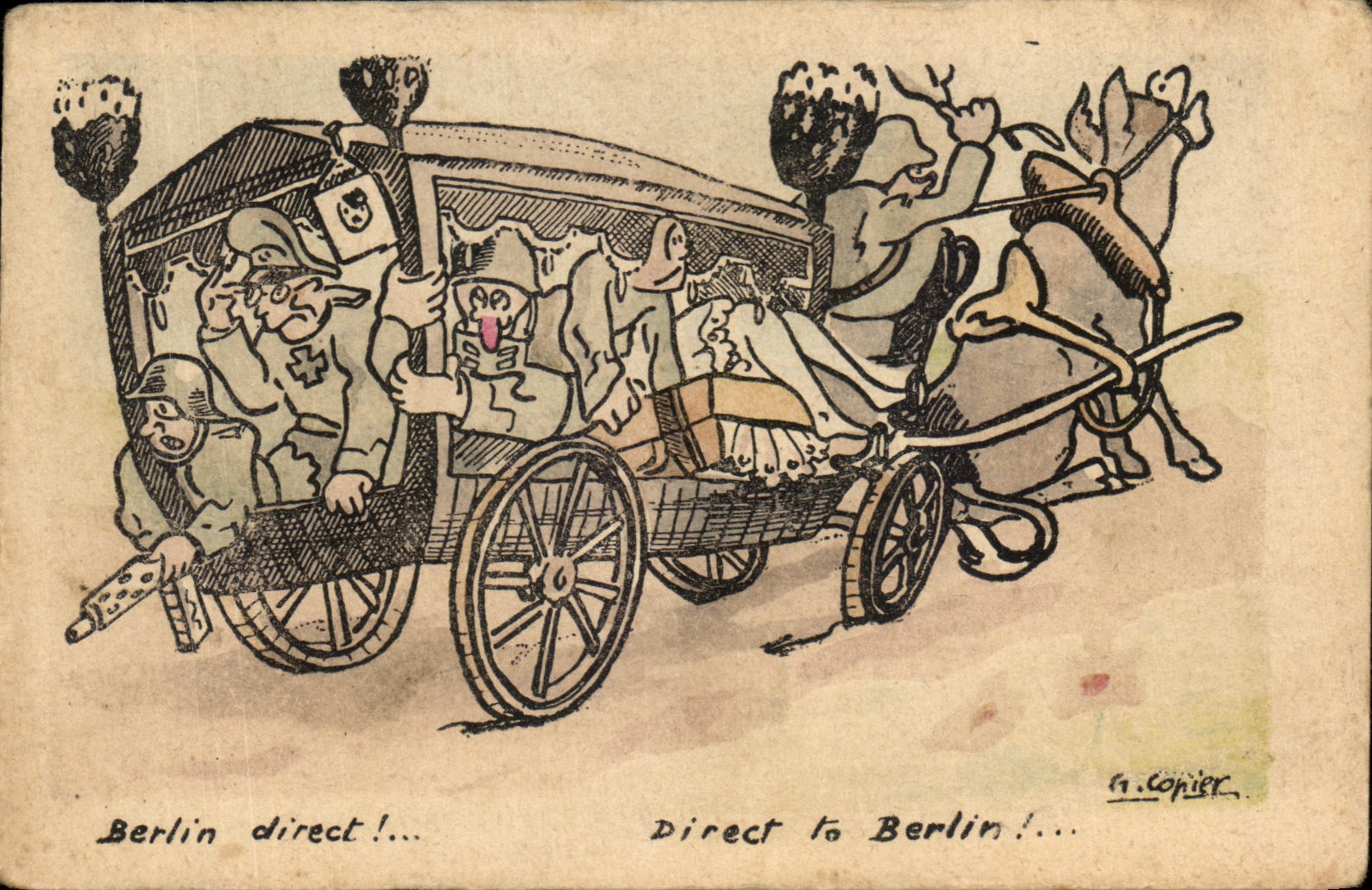 Caricature de chars allemands — Berlin direct ! — G. Copier