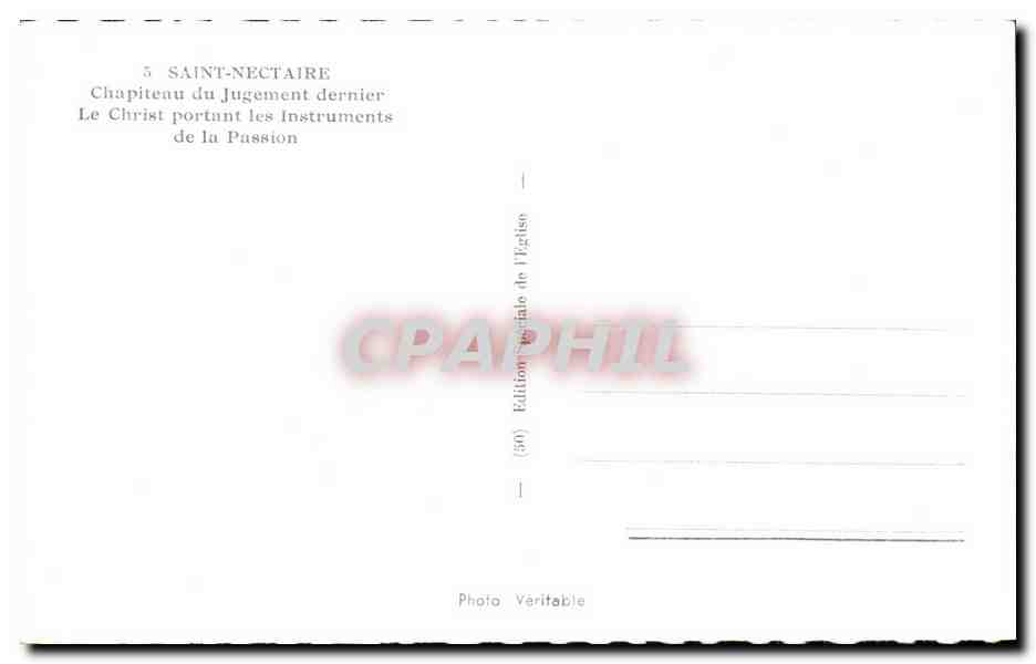 CPA Saint Nectaire Chapiteau du Jugement dernier Le Christ protant les Instrument de la Passion — Rückseite