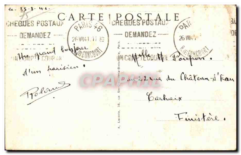 CPA Paris Avenue de I opera — Rückseite
