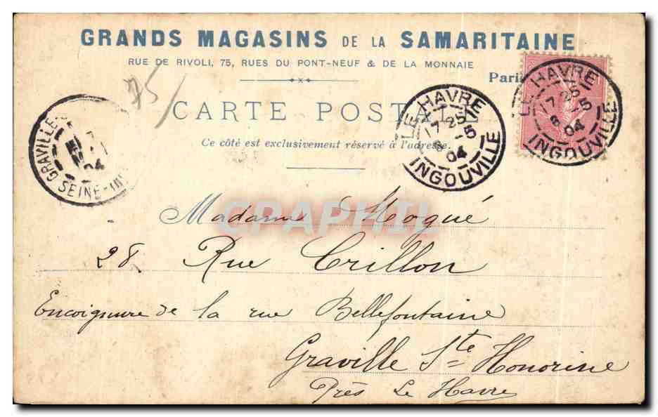 CPA Paris Les Canons Des Invalides Grands Magasins de la Samaritaine — Rückseite