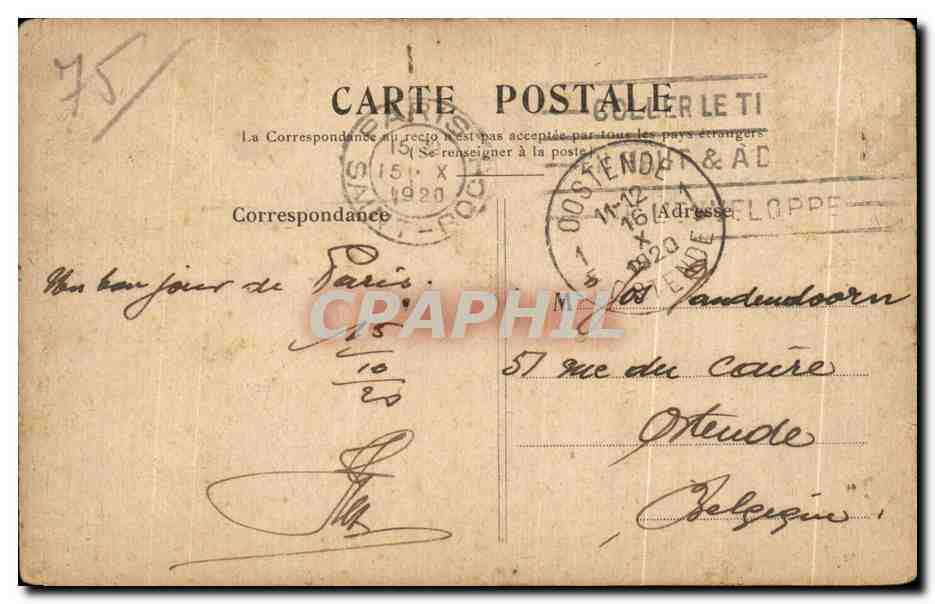 CPA Paris Boul et Porte St Martin — Rückseite