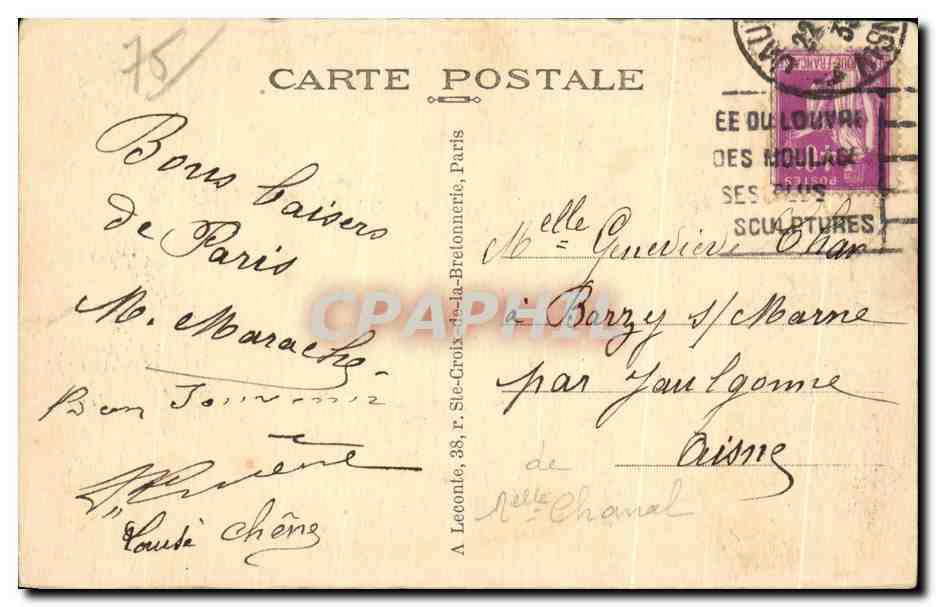 CPA Paris Porte Saint Denis Saint Denis Gate — Rückseite