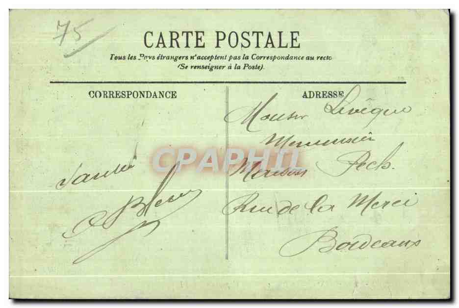 CPA Paris Le Boulevard des Capucines Automobile — Rückseite