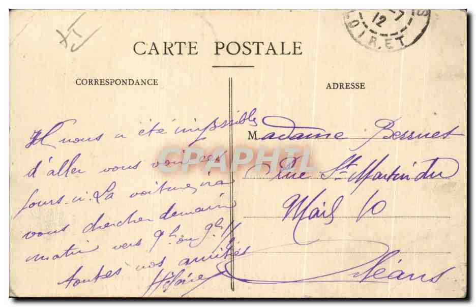 Die Seineküste — Die Straße St-André-des-Arts unter Wasser — J.H. — Verlag nicht sichtbar — Rückseite