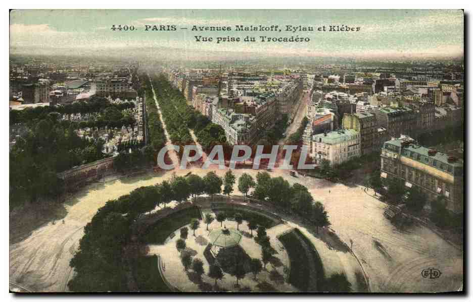 CPA Paris Avenues Malakoff Eylau et Kleber Vue prise du Trocadere