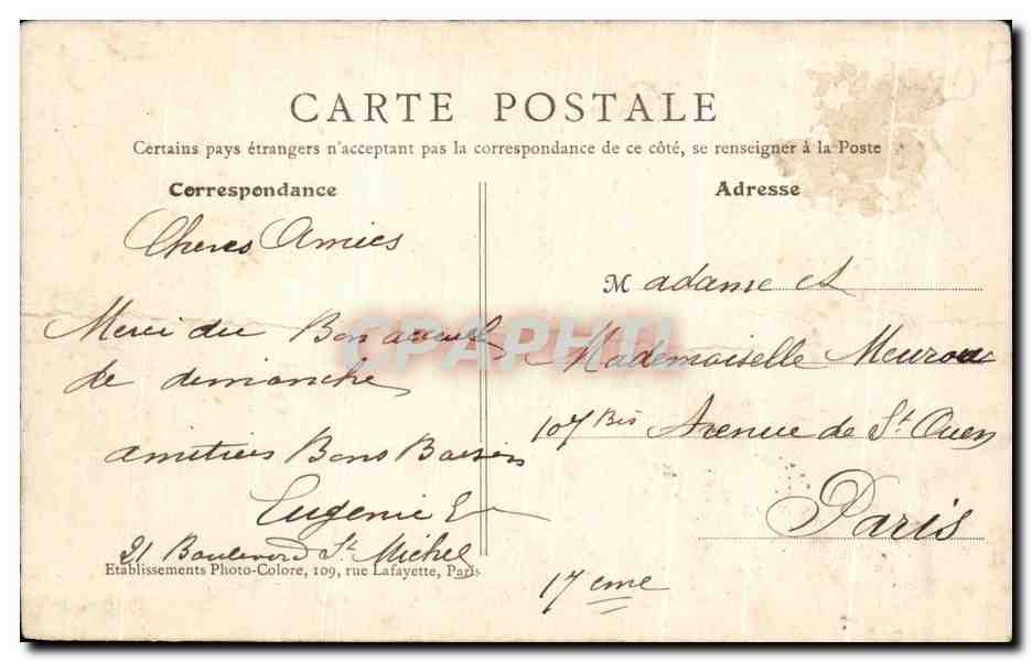 CPA Paris Tribunal de Commerce Palis de Justice — Rückseite