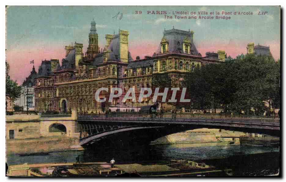 CPA Paris L Hotel de Ville et le Pont d Arcote The Town and Arcole Bridge
