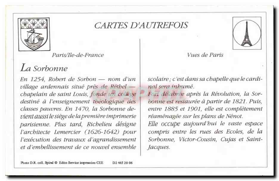 REPRO Paris La Sorbonne  — Rückseite