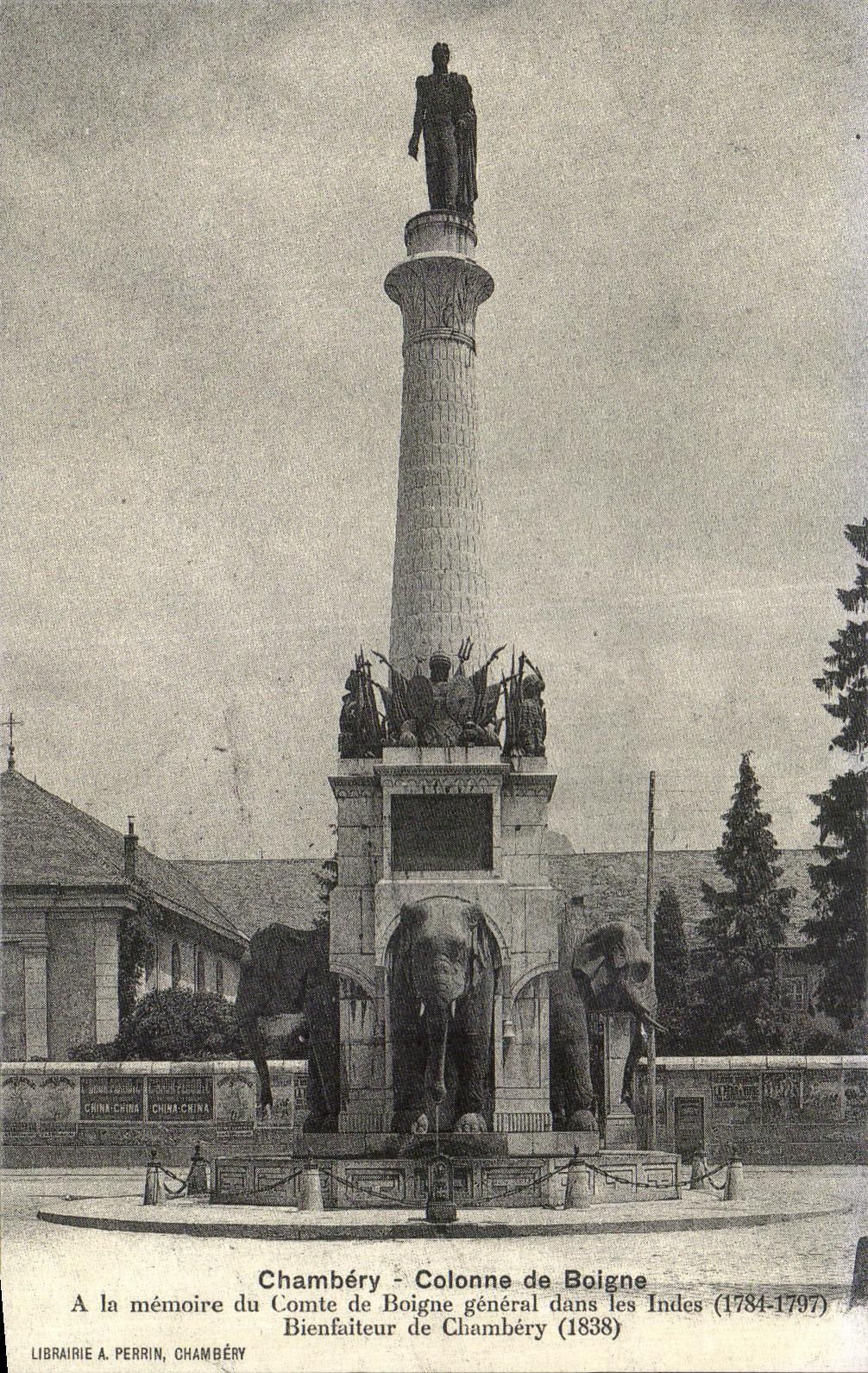 Chambéry - Colonne de Boigne — A la mémoire du Comte de Boigne général dans les Indes (1784-1797) — Librairie A. Perrin, Chambéry
