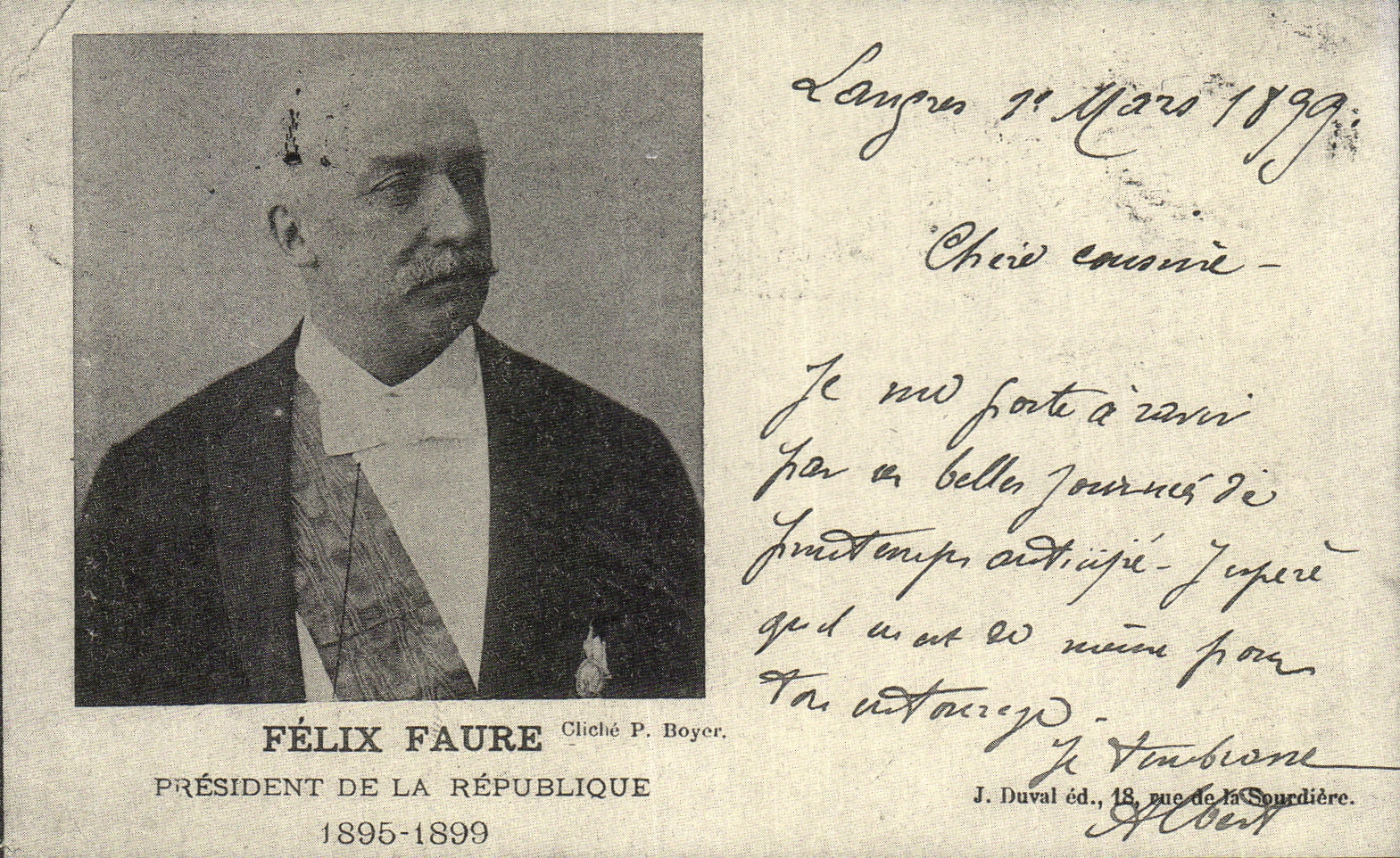 REPRO Felix Faure President De La Republique 1895 1899