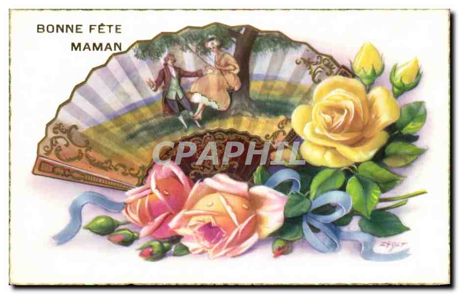 CPA Fantaisie Eventail Bonne Fete Maman