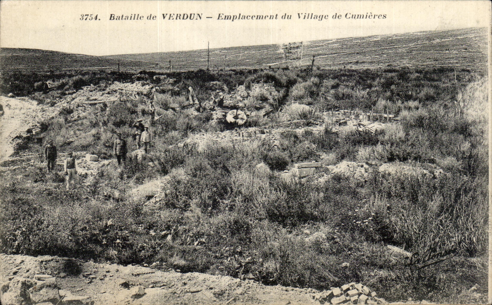 CPA Bataille de Verdun Emplacement du Village de Cumieres Militaria