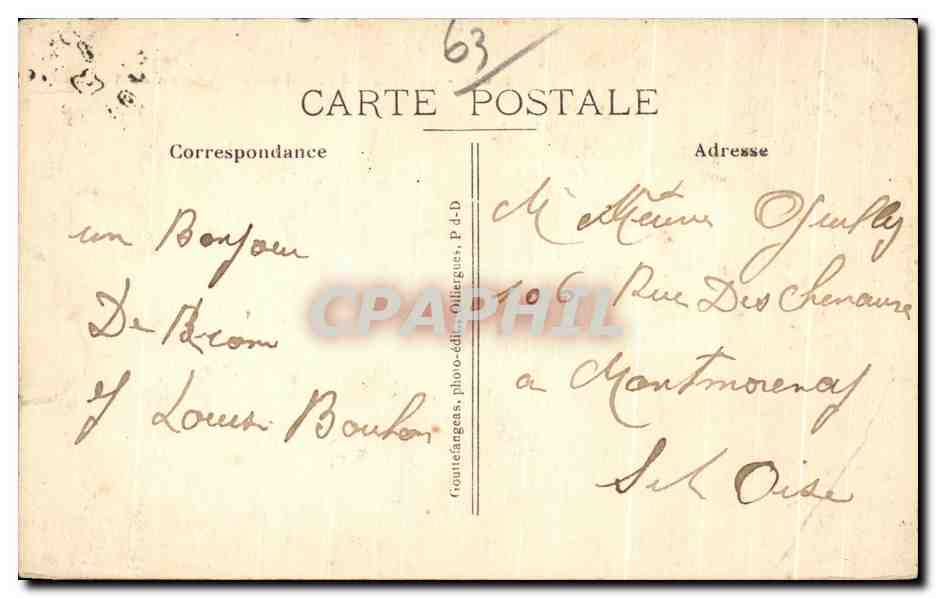 Château de Tourneuf — L'Auvergne — G. d'O. - 1188 — Rückseite