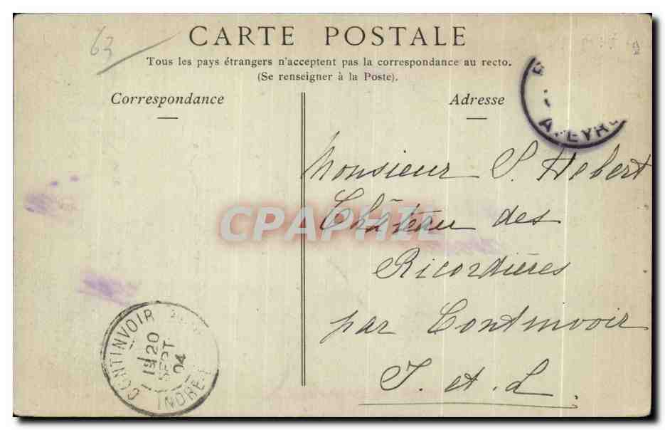 CPA Auvergne La Bourree Folklore Costume — Reverso