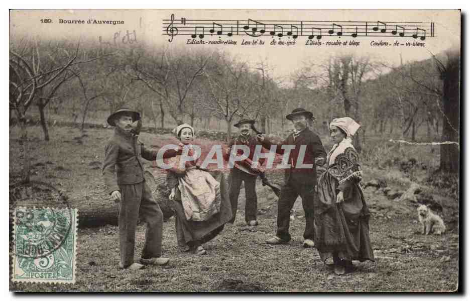 CPA Bourree d Auvergne Folklore Costume Coiffes