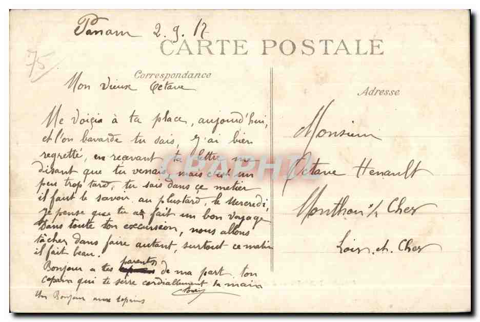 CPA Paris La Rue Royale La Madeleine — Rückseite