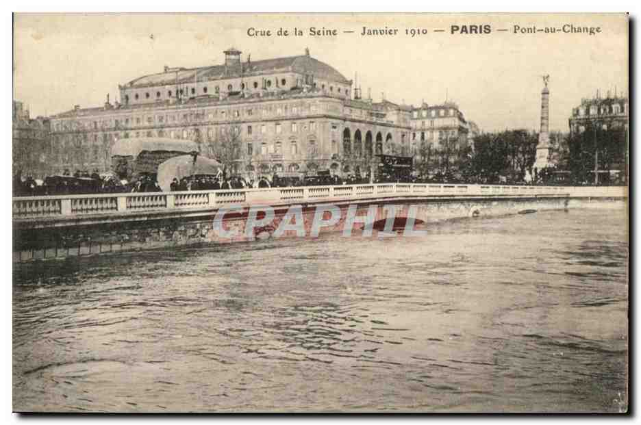 CPA Crue de la Seine Janvier 1910 Paris Pont au Change Inondations