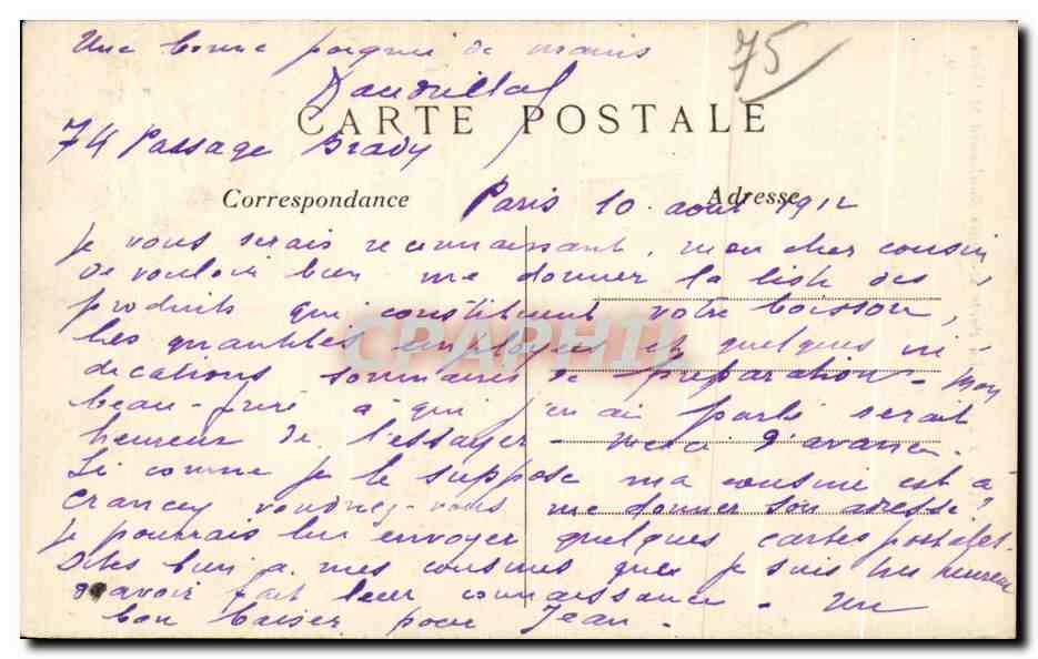 CPA Paris La Porte St Denis Boulevard St Denis — Rückseite