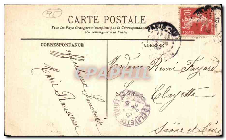 CPA Paris La Rue Auber Opera — Rückseite