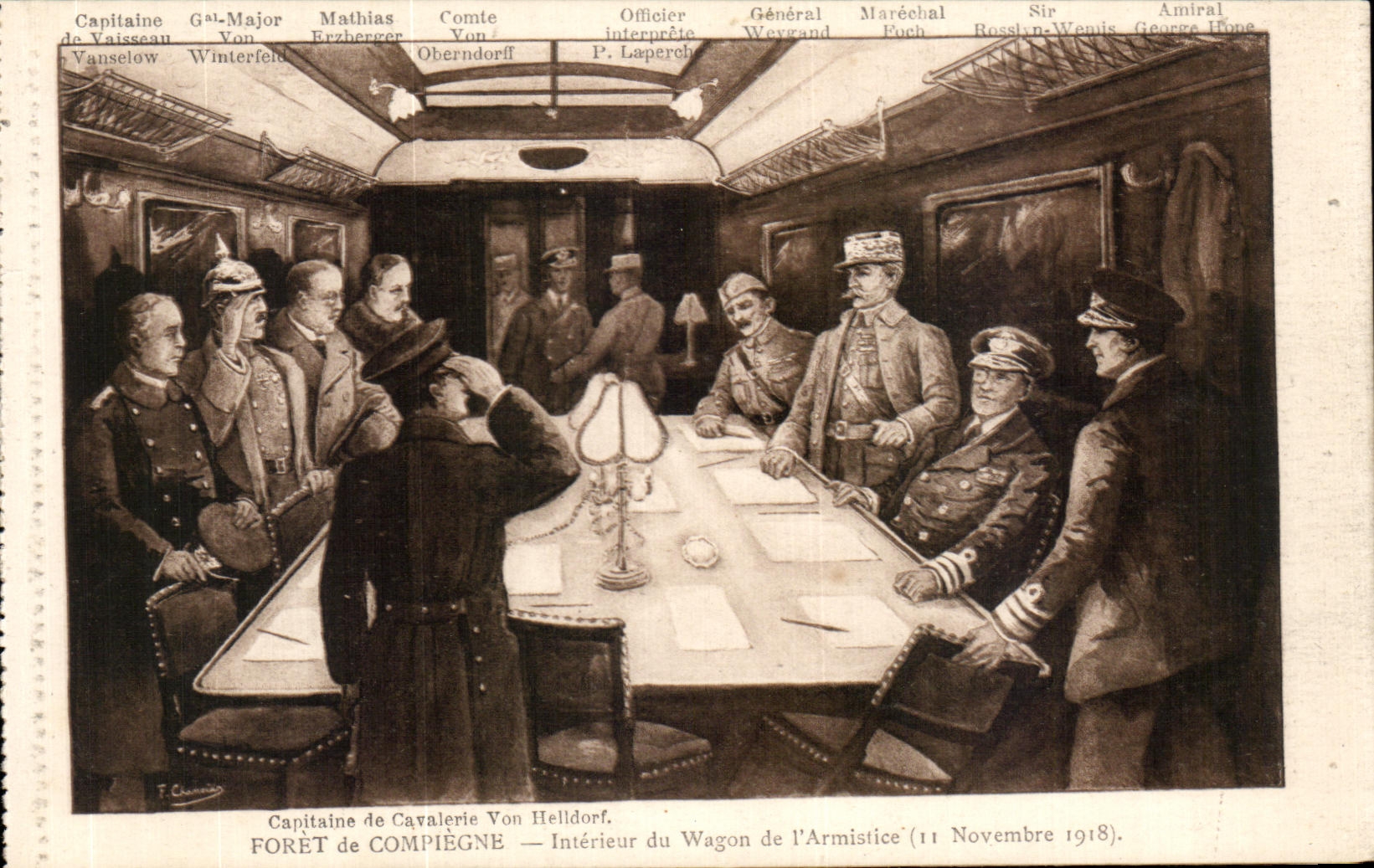 CPA Foret de Compiegne Interieur du Wagon de I Armistice Militaria